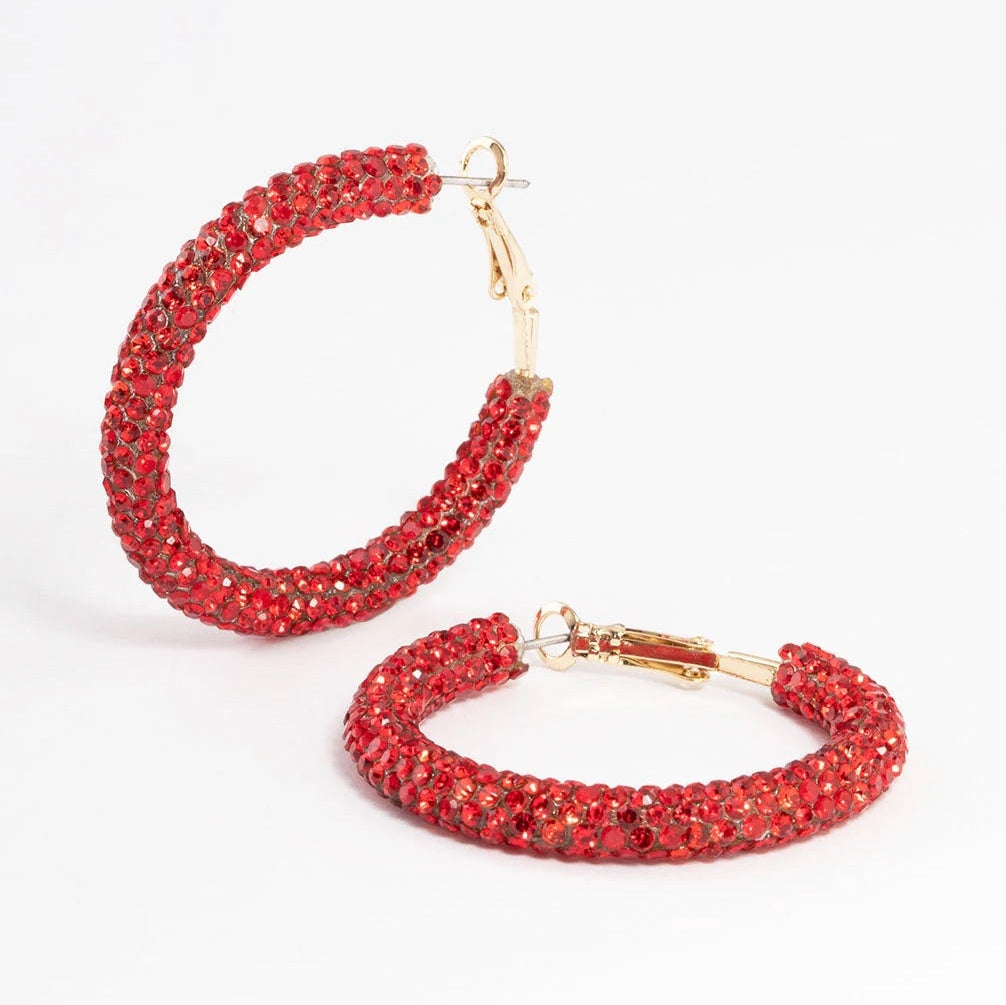 Red Sequin Hoop Earrings