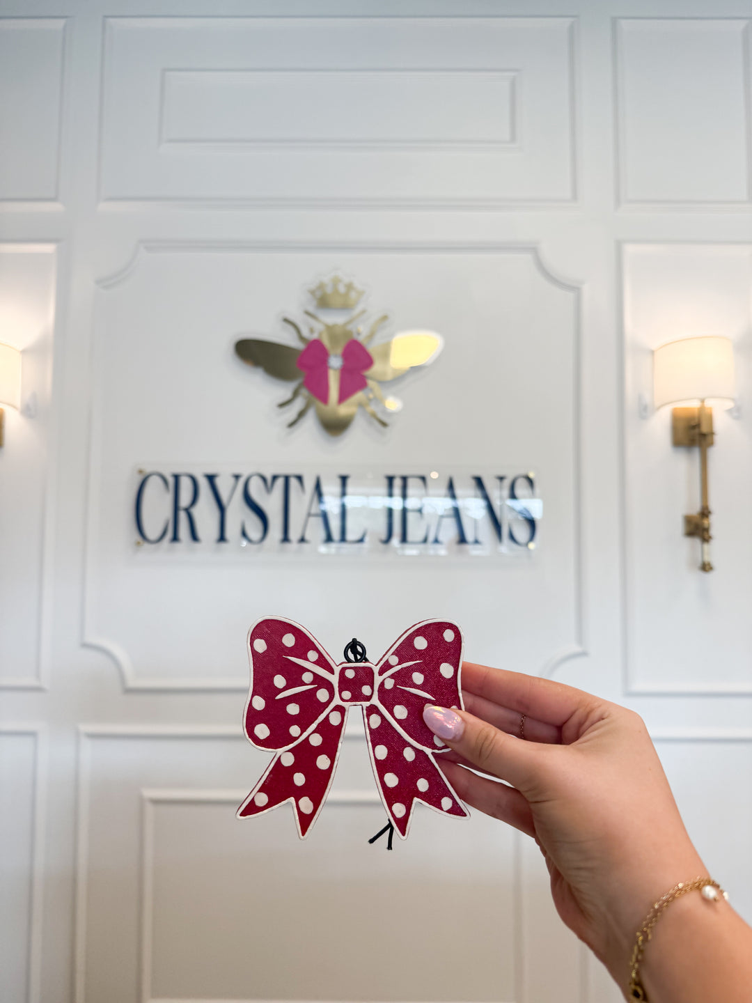 Crystal Jeans Private Blend Car Freshie -Red Dot Bow