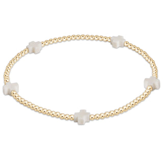 SIGNATURE CROSS SMALL GOLD
PATTERN 2MM BEAD BRACELET -
OFF-WHITE