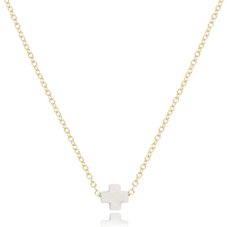 16" NECKLACE GOLD - SIGNATURE CROSS SMALL OFF-WHITE