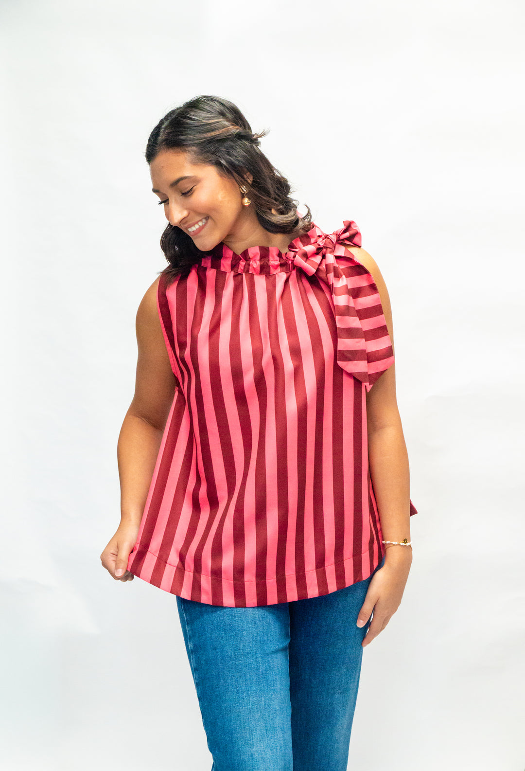 Portia Bow Stripe Top