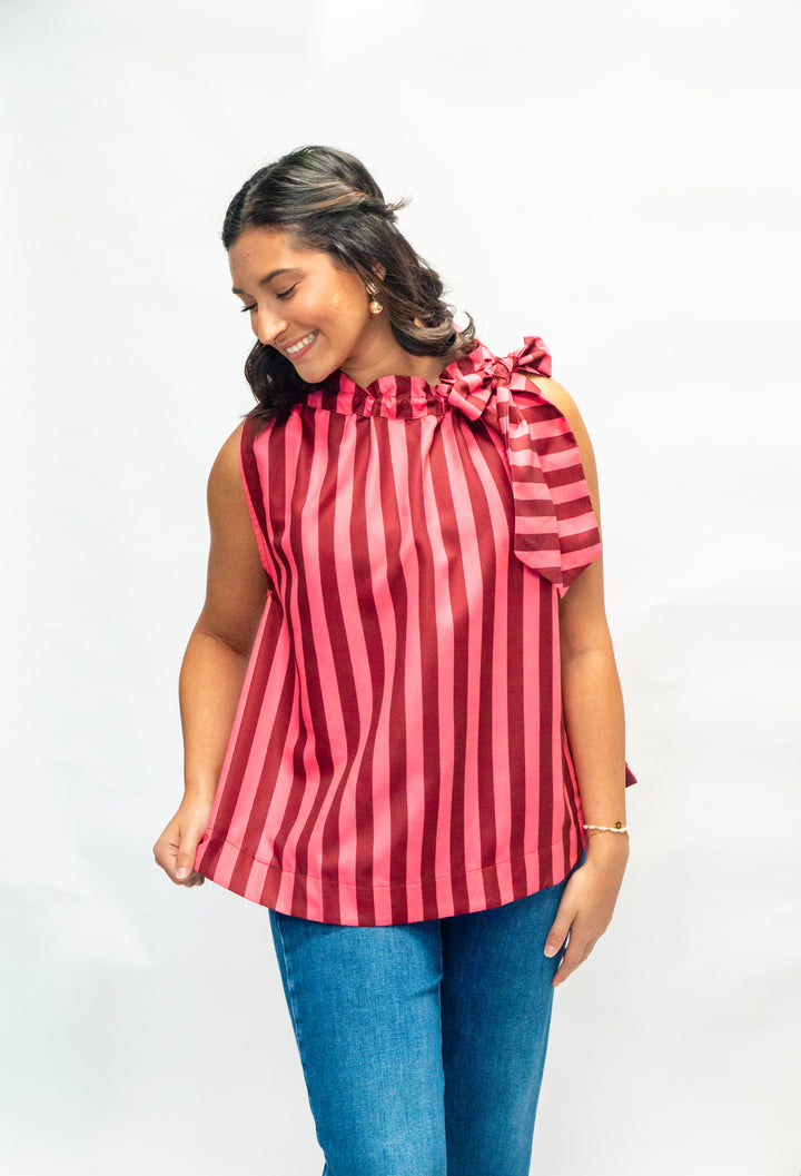 Portia Bow Stripe Top