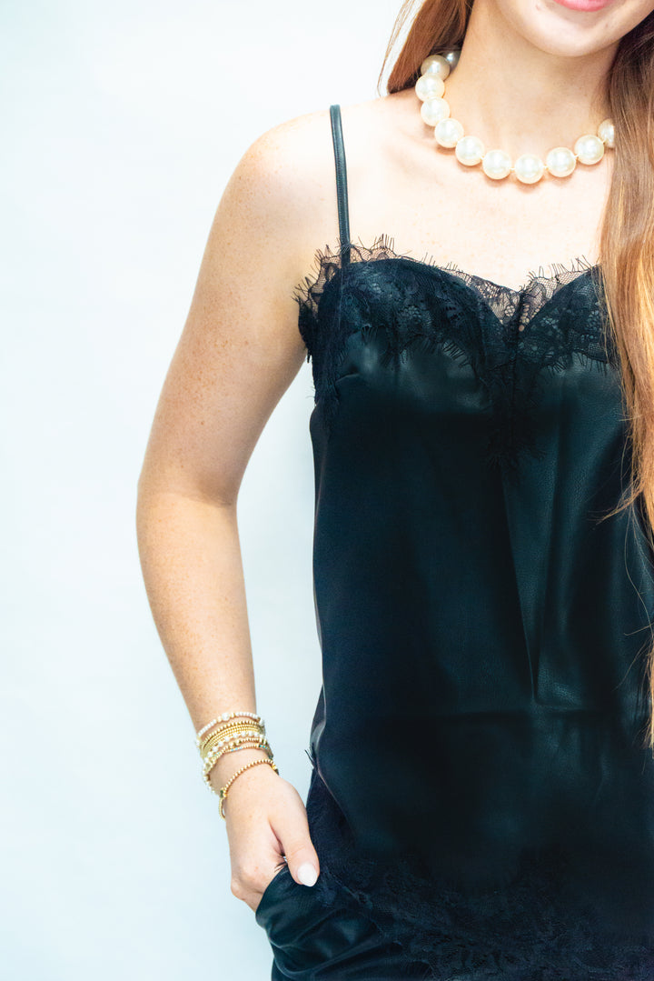 Camille Leather &amp; Lace Pant Set