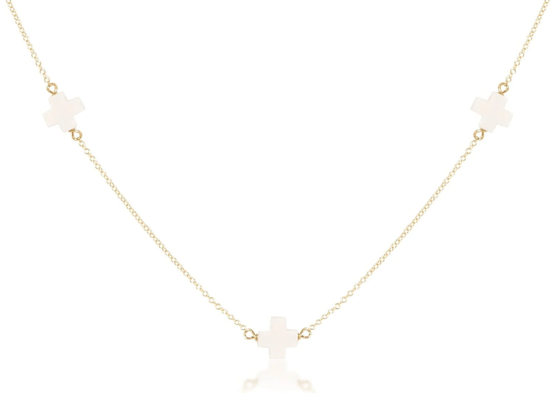 enewton 15" Simplicity Chain Gold- Signature Cross Off-White