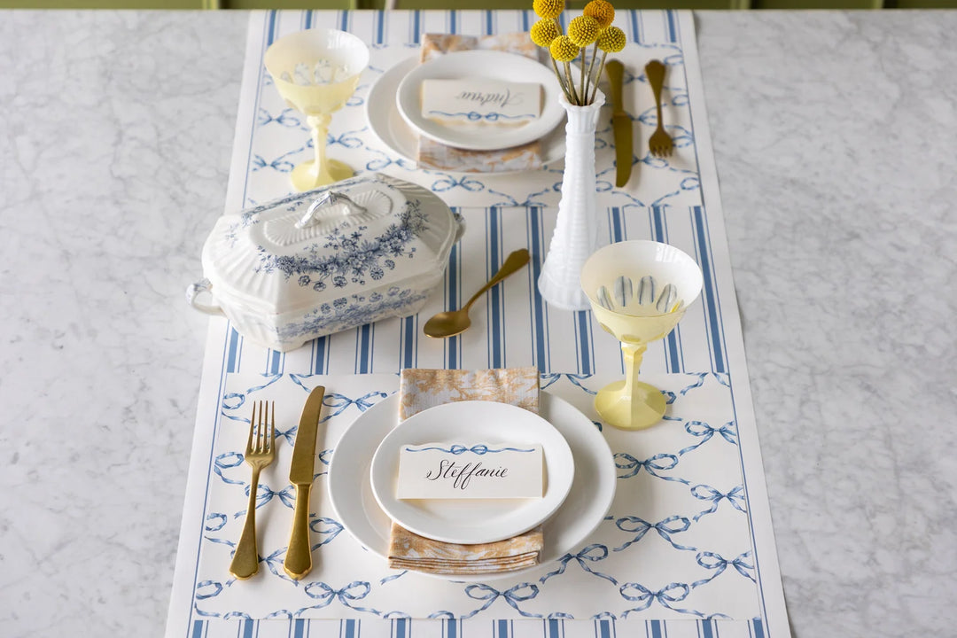Hester &amp; Cook Cornflower Blue Linen Stripe Runner