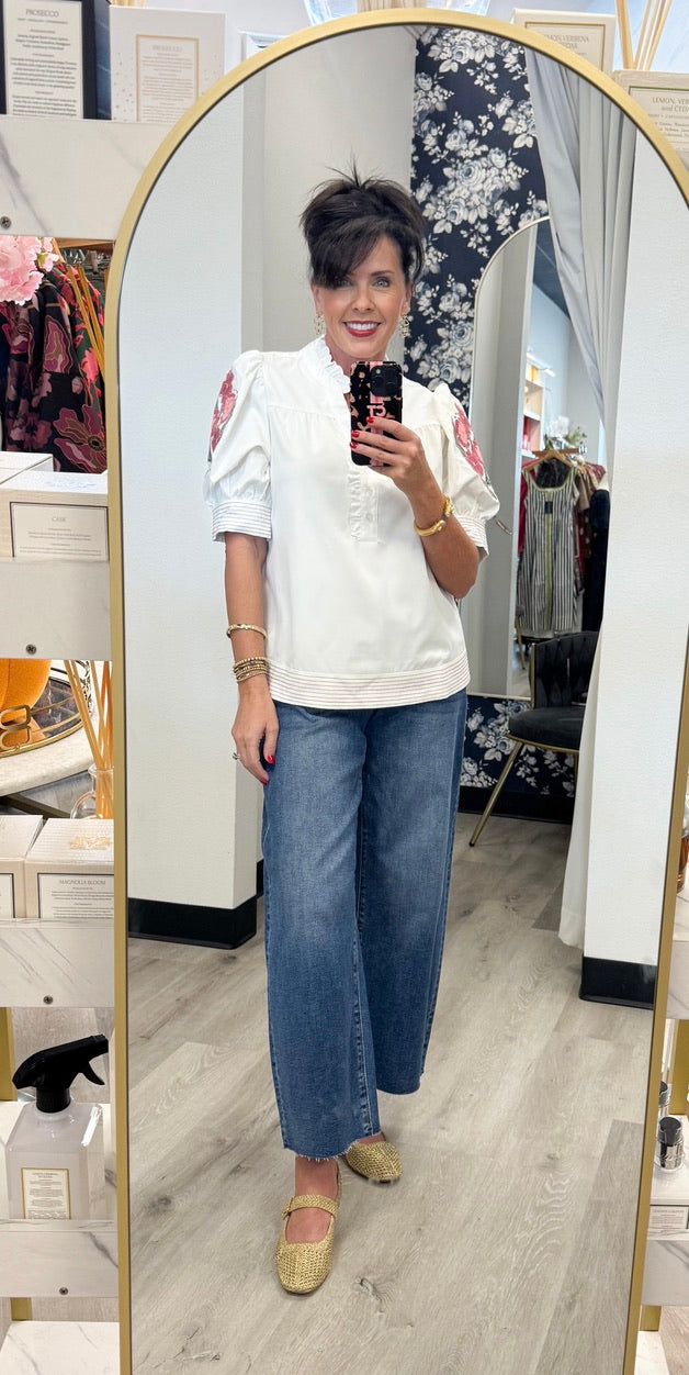 Mary Square Emmie Embroidered Top