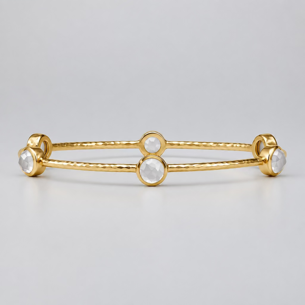 Julie Vos Milano Luxe Bangle- Iridescent Clear Crystal