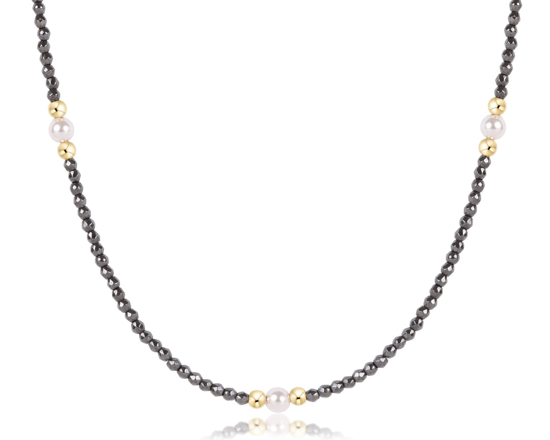 Enewton Design 15" Choker Beaded - Purpose Pearl 4mm Faceted Hematite