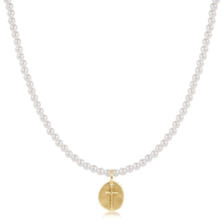 enewton 15" Choker Classic Pearl 3mm Bead  - Inspire Small Gold Charm