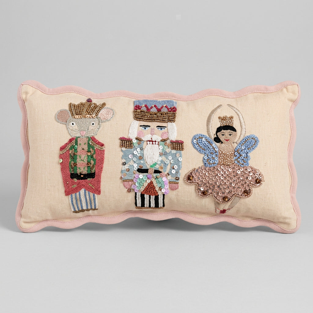 Mud Pie  Mini Nutcracker Beaded Pillow
