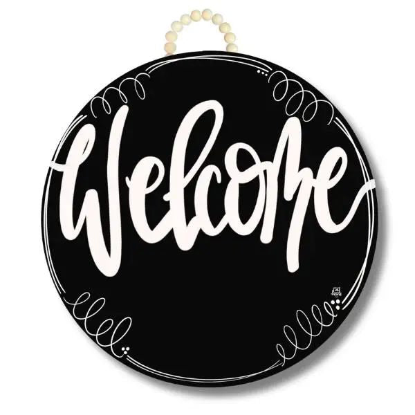 Dk Designs Black Circle "welcome" Hanger + Minie