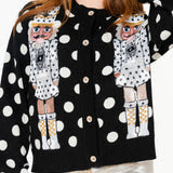 Queen of Sparkles Black &amp; White Polka Dot Nutcracker Cardigan