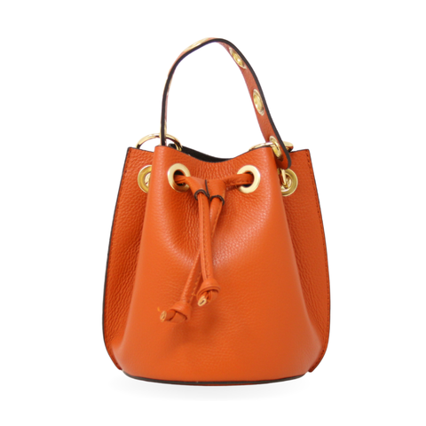 Germán Fuentes Genuine Italian Leather Bucket Bag-Orange