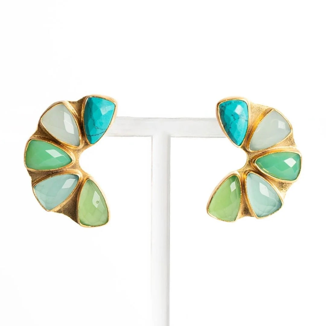 Winton + Waits Gold Five Stone Earring-Aqua