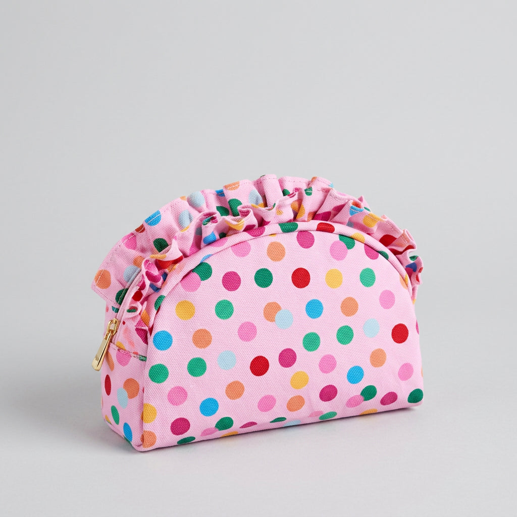 Shiraleah Polka Dot Lg Ruffle Zip Pouch
