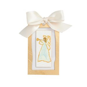 Mud Pie Sideways Angel Gold Painted Acrylic Ornament