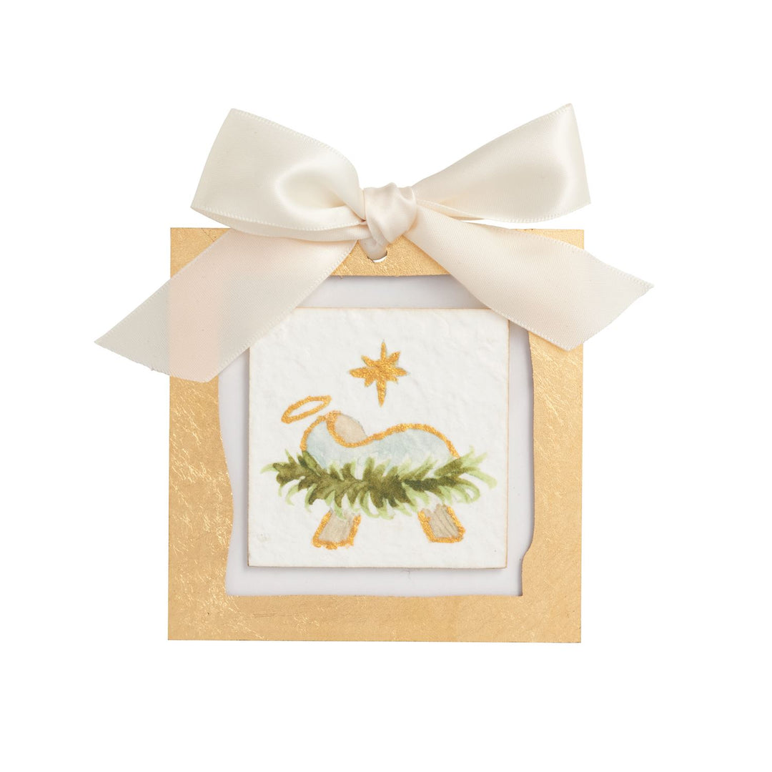 Mud Pie Baby Jesus Gold Painted Acrylic Ornament