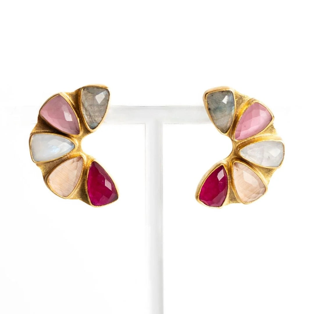 Winton + Waits Gold Five Stone Earring-Tourmaline
