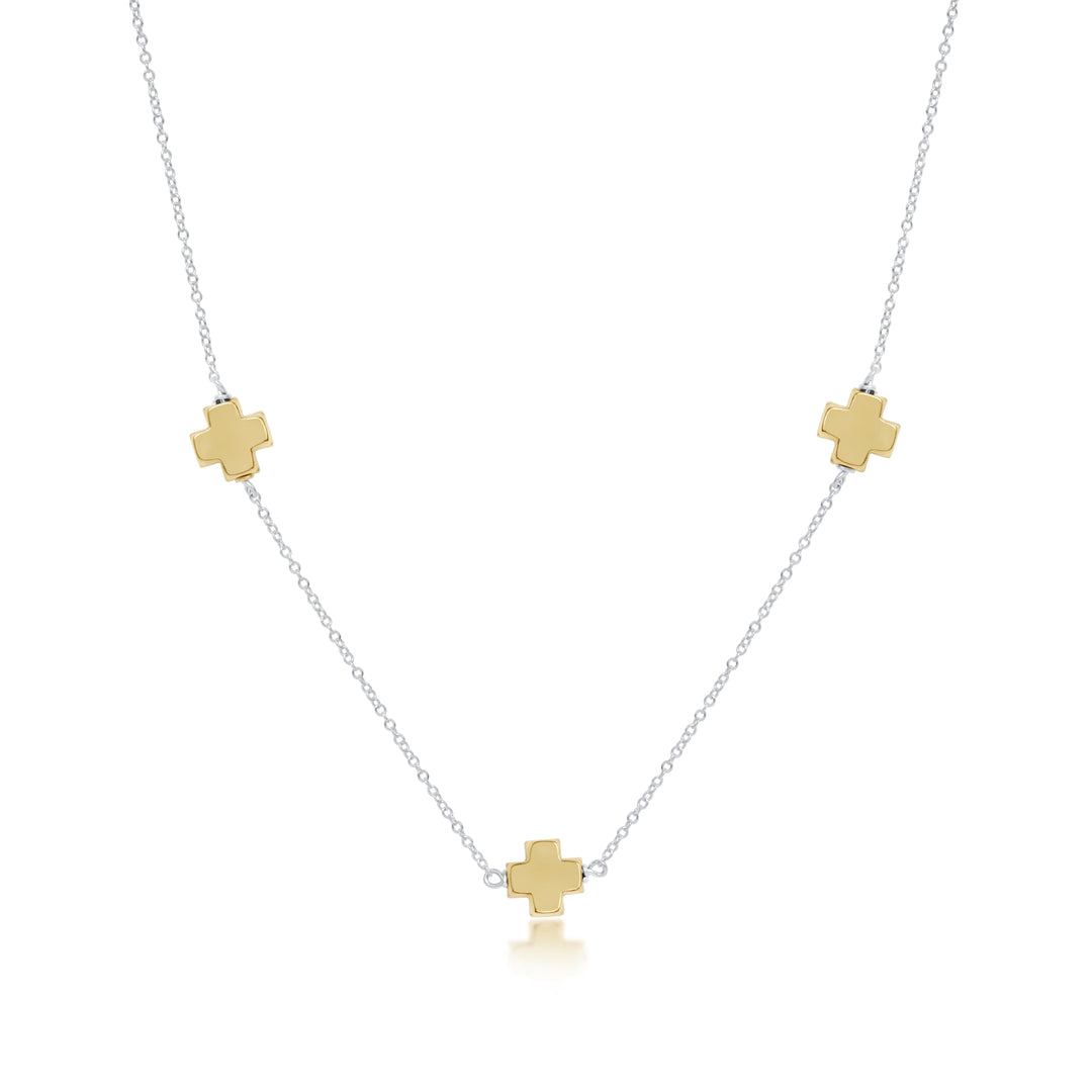 Enewton Design 15" Choker Simplicity Chain Mixed Metal - Signature Cross Gold