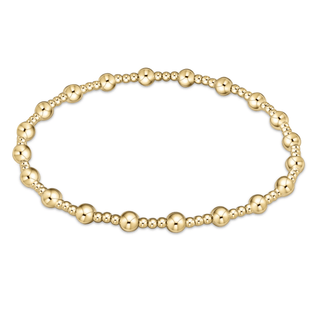 E Newton Classic Sincerity Pattern 4mm Bead Bracelet- Gold