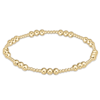 E Newton Classic Joy Pattern 4mm Bead Bracelet (Gold)