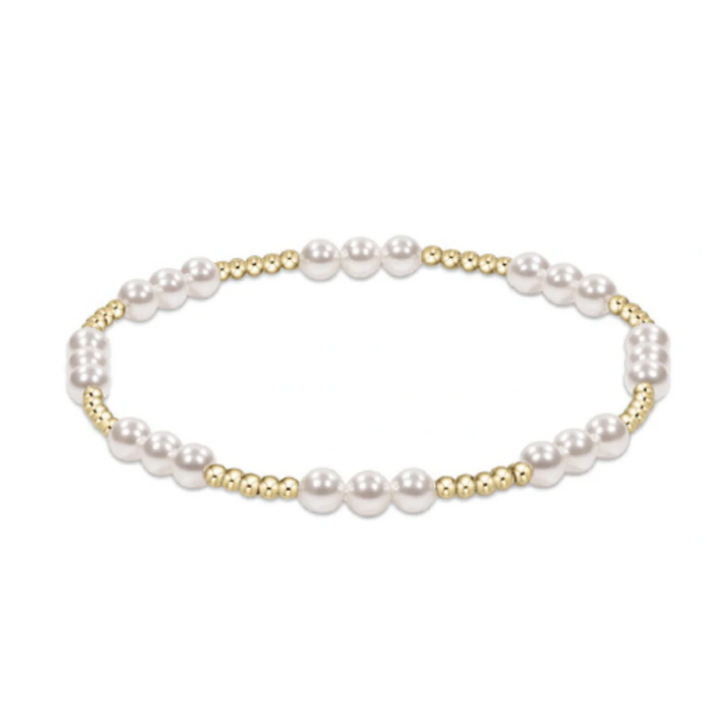 E Newton Classic Joy Pattern 4mm Bead Bracelet - Pearl