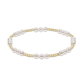 E Newton Classic Joy Pattern 4mm Bead Bracelet - Pearl