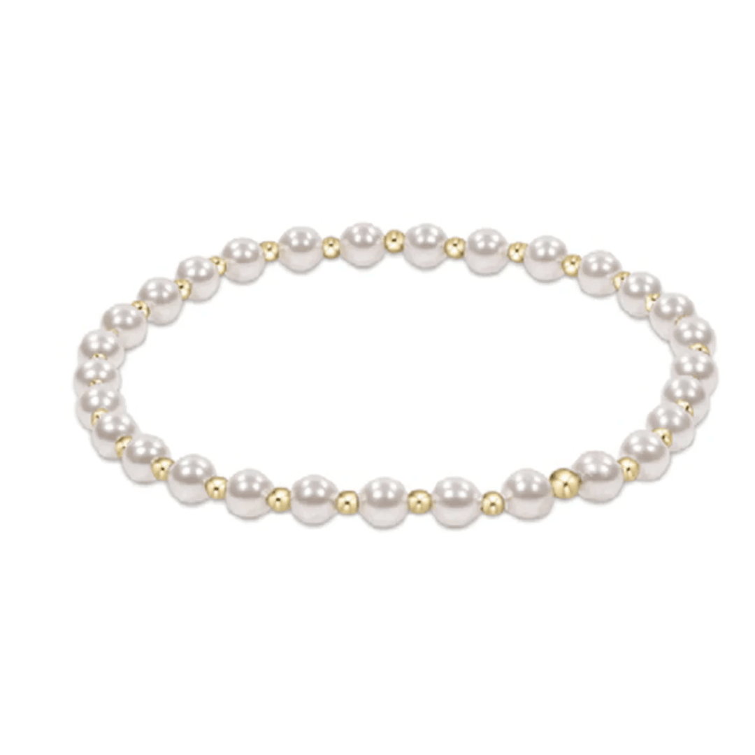 ENewton Classic Grateful Pattern 4mm Bead Bracelet- Pearl
