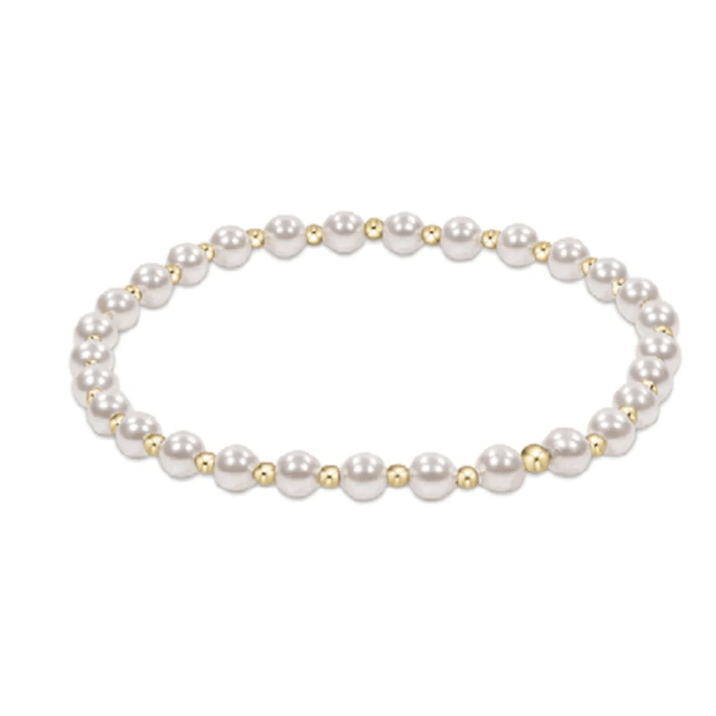 E Newton Classic Grateful Pattern 4mm Bead Bracelet-Pearl