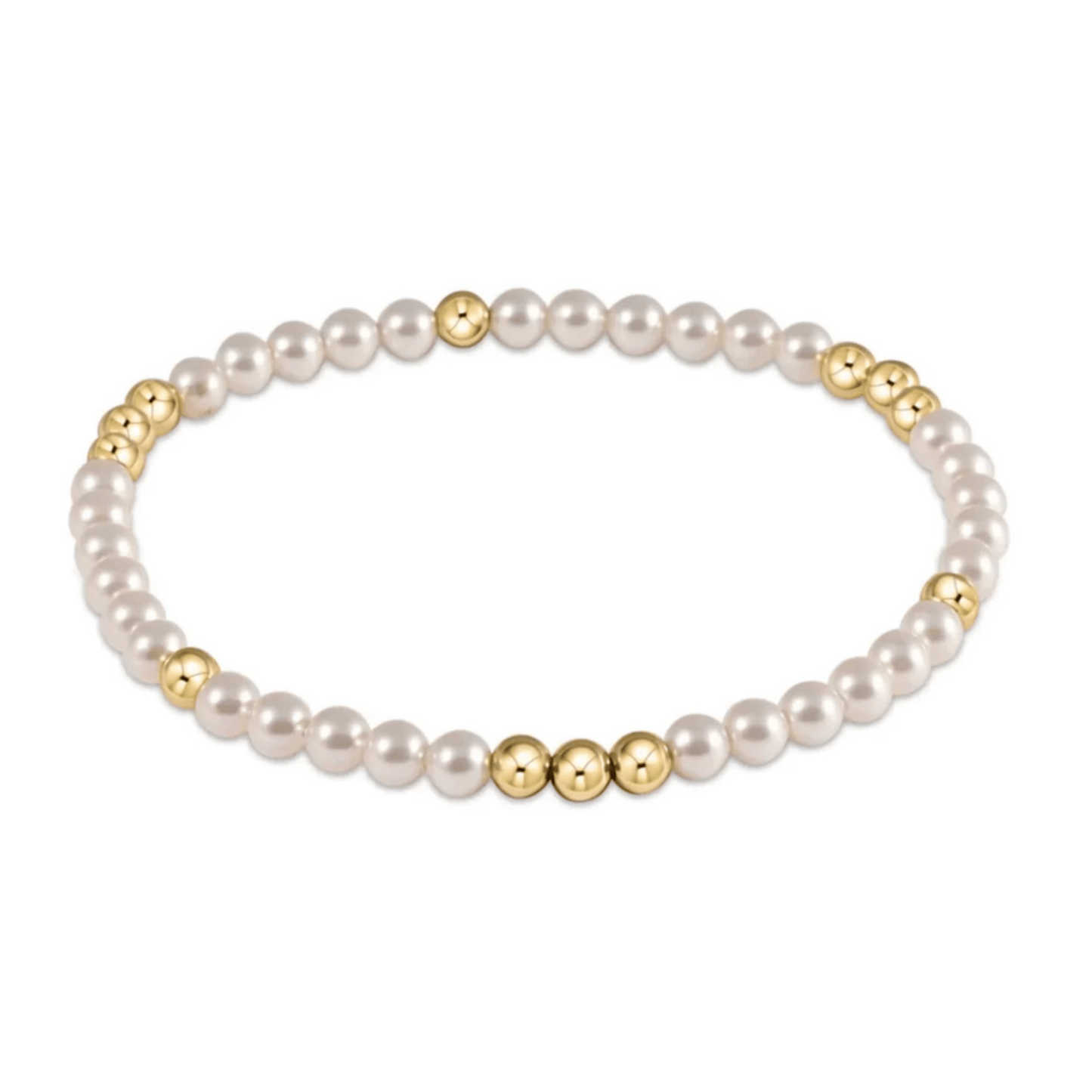 E Newton Worthy Pattern 3mm Bead Bracelet- Pearl