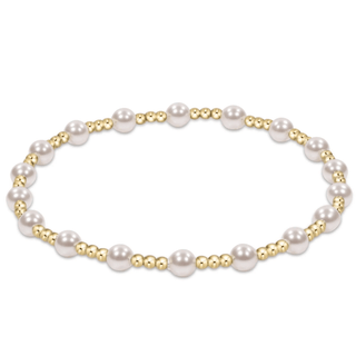 E Newton Classic Sincerity Pattern 4mm Bead Bracelet- Pearl