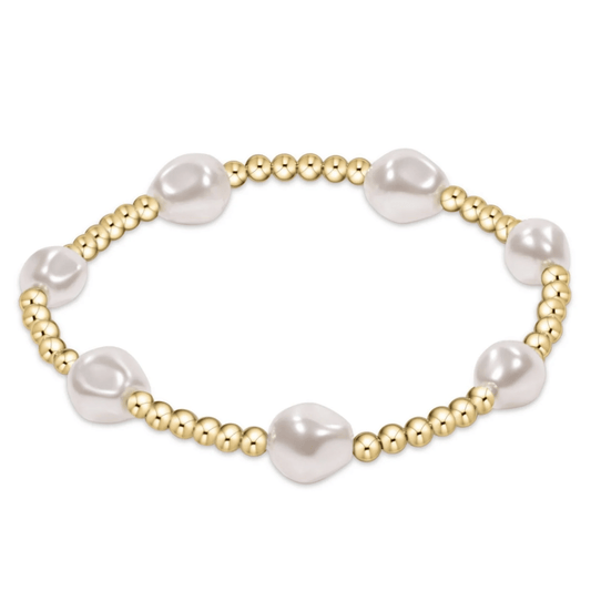 E Newton Admire Gold 3mm Bead Bracelet- Pearl