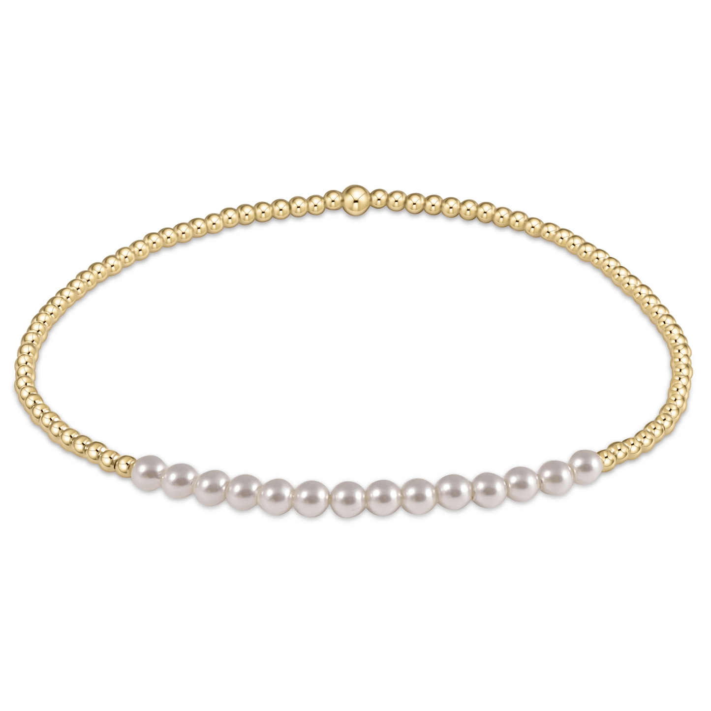 E Newton Gold Bliss 2mm Bead Bracelet- Pearl