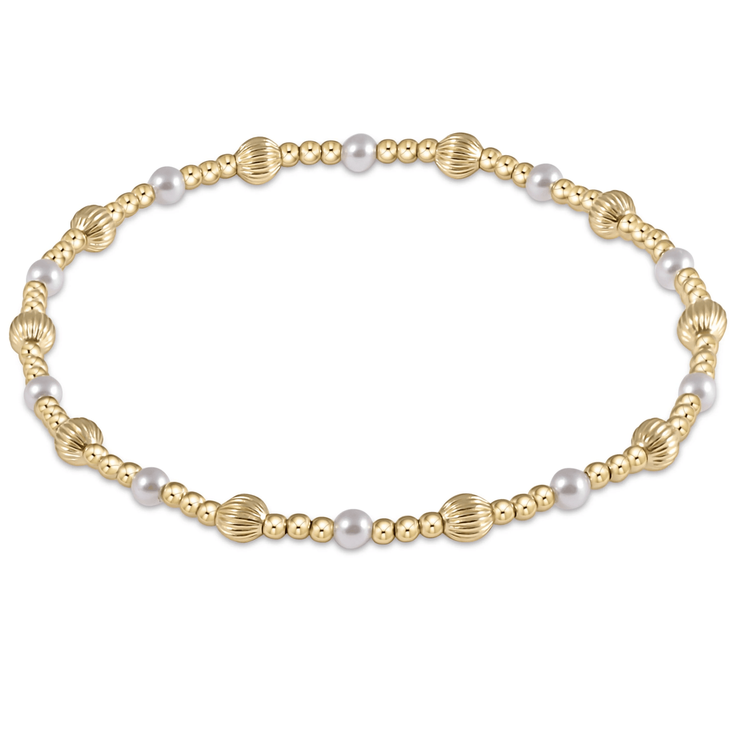 E Newton Dignity Sincerity Pattern 4mm Bead Bracelet -Pearl