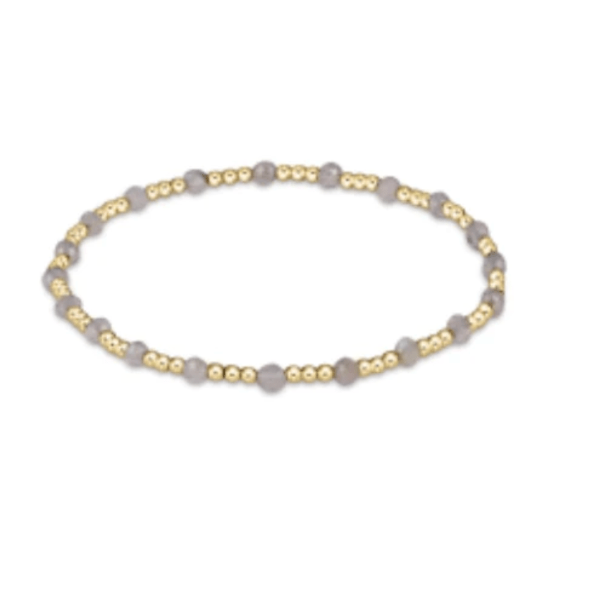 E Newton Gemstone Gold Sincerity Pattern 3mm Bead Bracelet - Labradorite