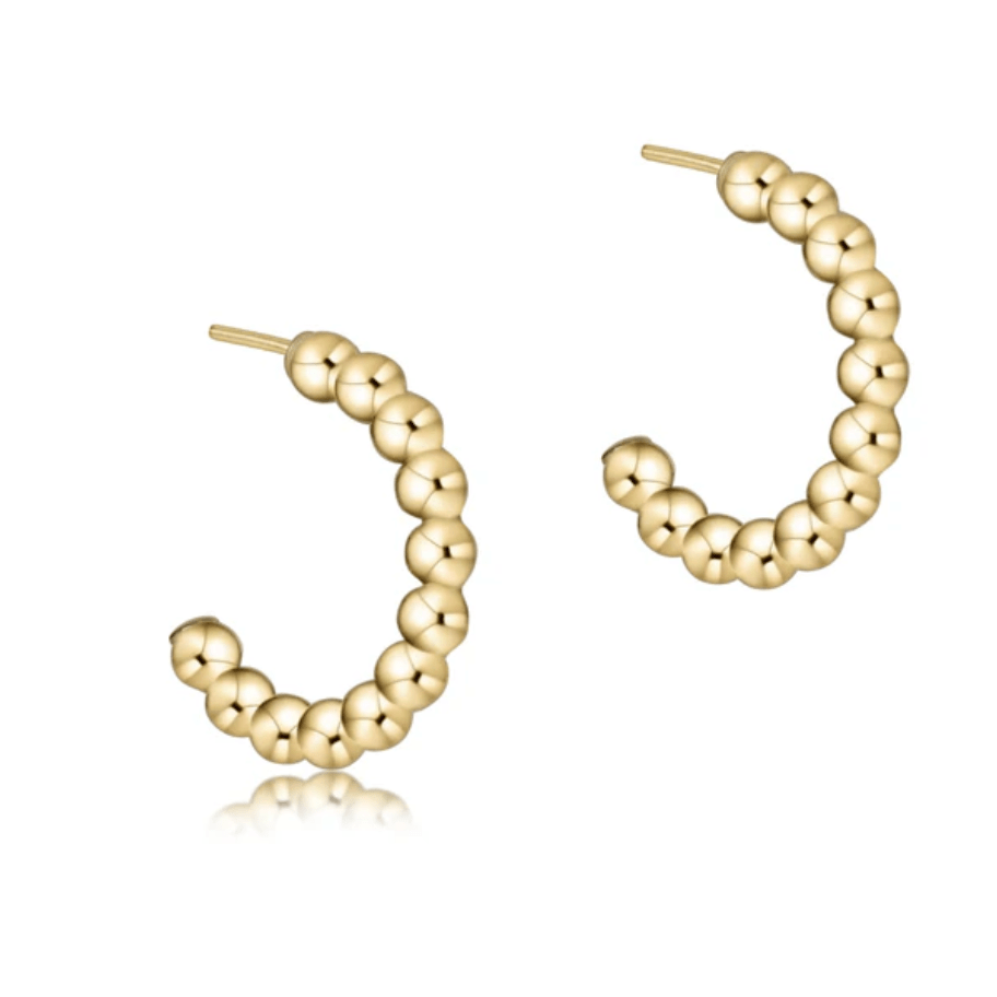 enewton Beaded Classic 1" Post Hoop-  3mm Gold