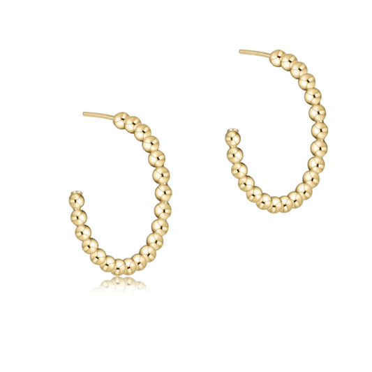 E Newton Beaded Classic 1.25" Post Hoop - 4mm Gold