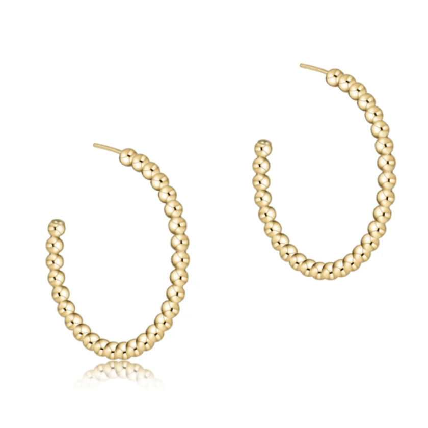 eNewton Beaded Classic 1.25" Post Hoop- 3mm Gold