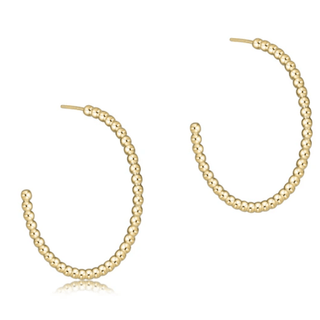 E Newton Beaded Classic 1.25" Post Hoop - 2mm Gold