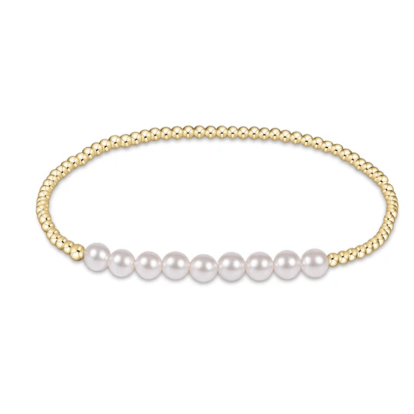 E Newton Classic Gold Beaded Bliss 2.5mm Bead Bracelet-5mm Pearl