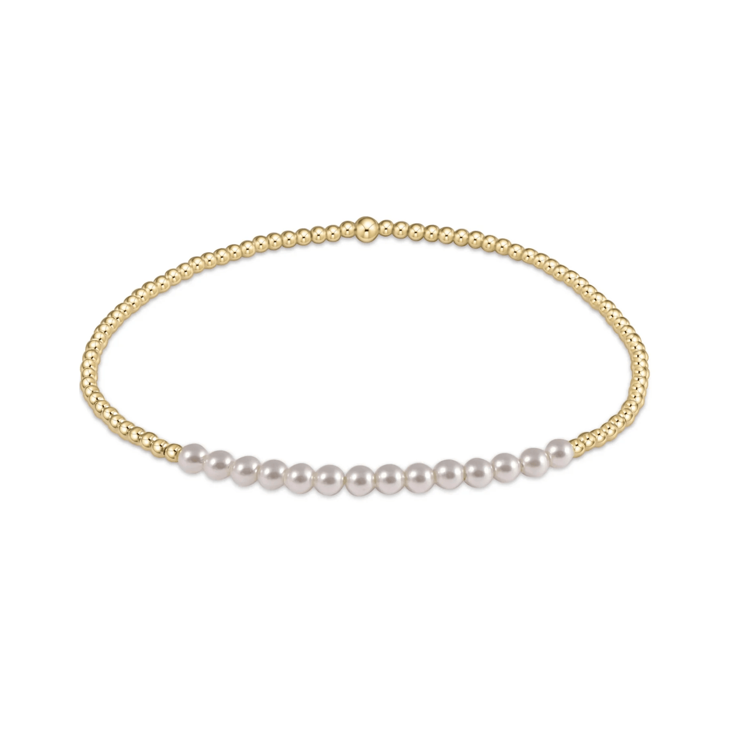 E Newton Classic Gold Beaded Bliss 3mm Bead Bracelet - 6mm Pearl