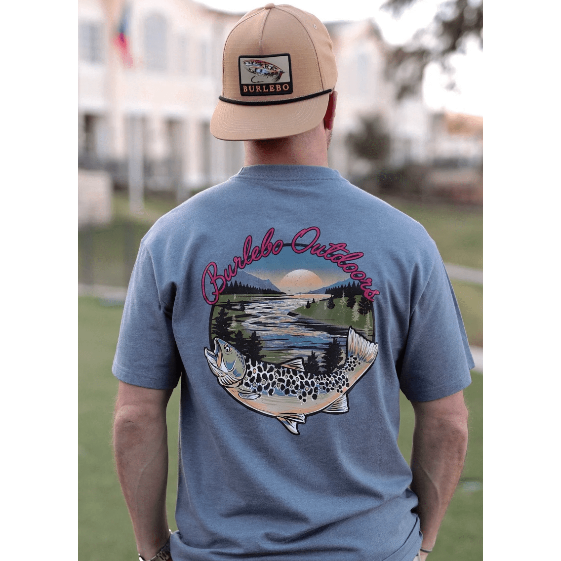 Burlebo River Fish Tee - Heather Blue Jean