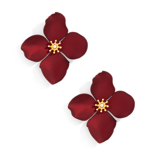 ZENZII - Red Metallic Petal Earring