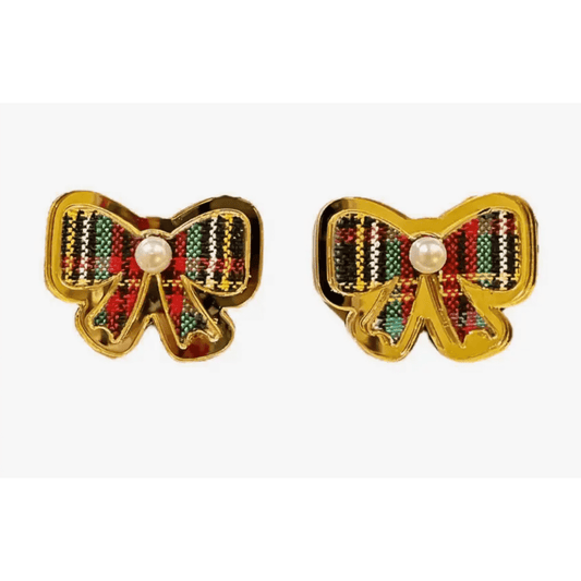 Bohemian Gemme - Plaid Bow Earrings