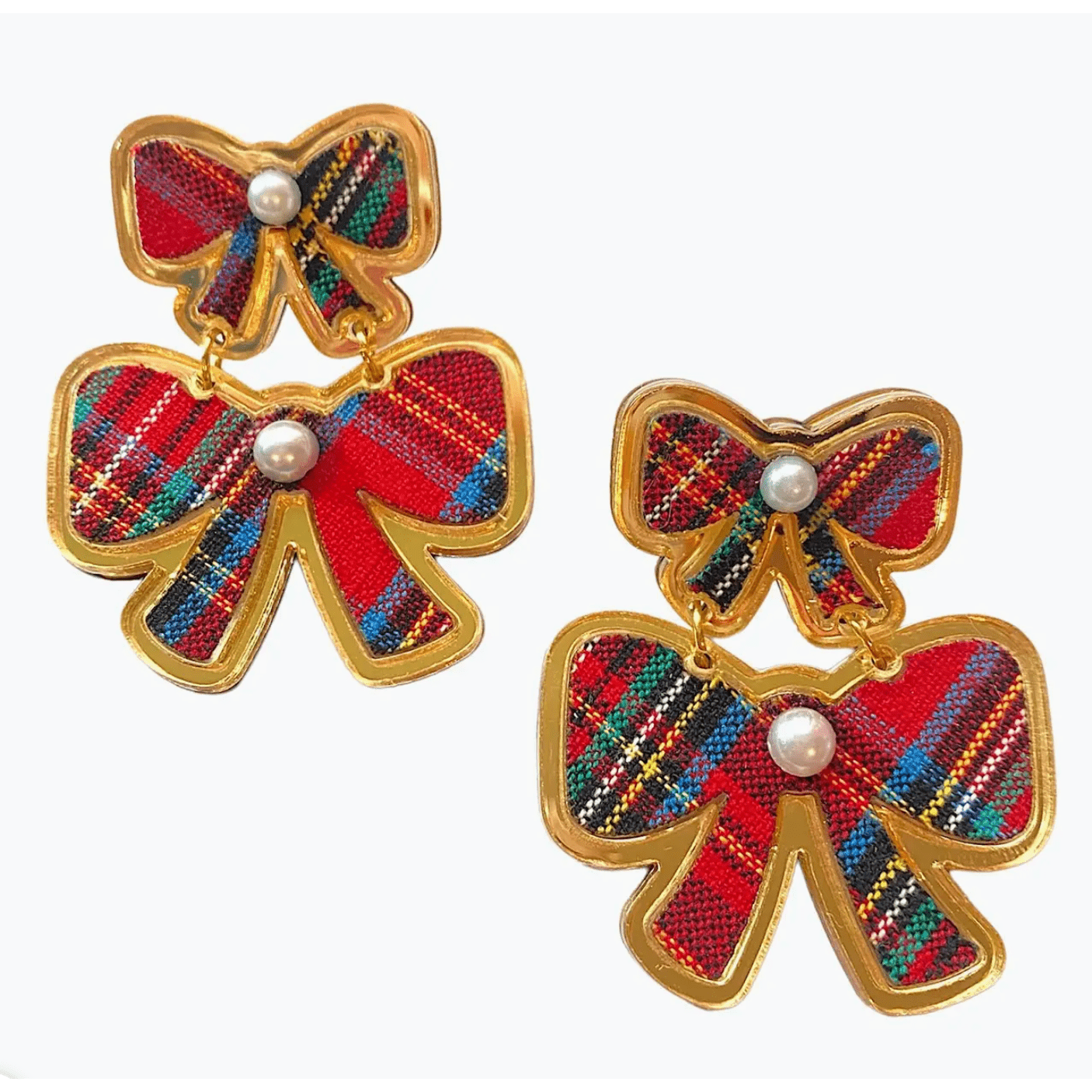 Bohemian Gemme - Plaid Double Bow Earrings