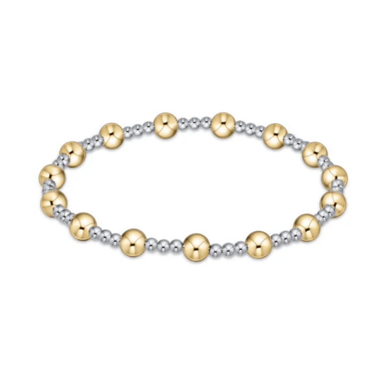 E Newton Classic Sincerity Pattern 5mm Bead Bracelet - Mixed Metal