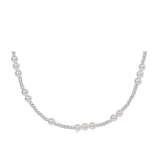 E Newton 15" Choker Hope Unwritten Sterling - 4MM Pearl