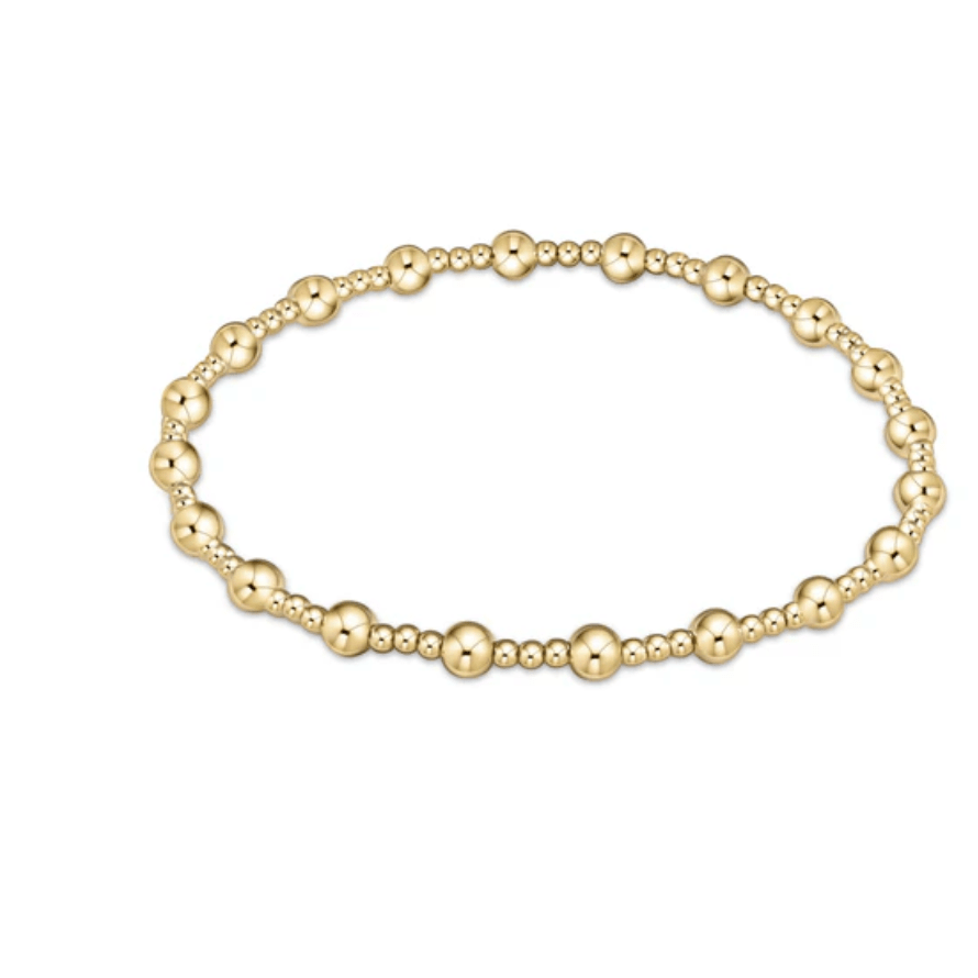 E Newton Extends  7.25" Classic Sincerity Pattern 4mm Bead Bracelet- Gold