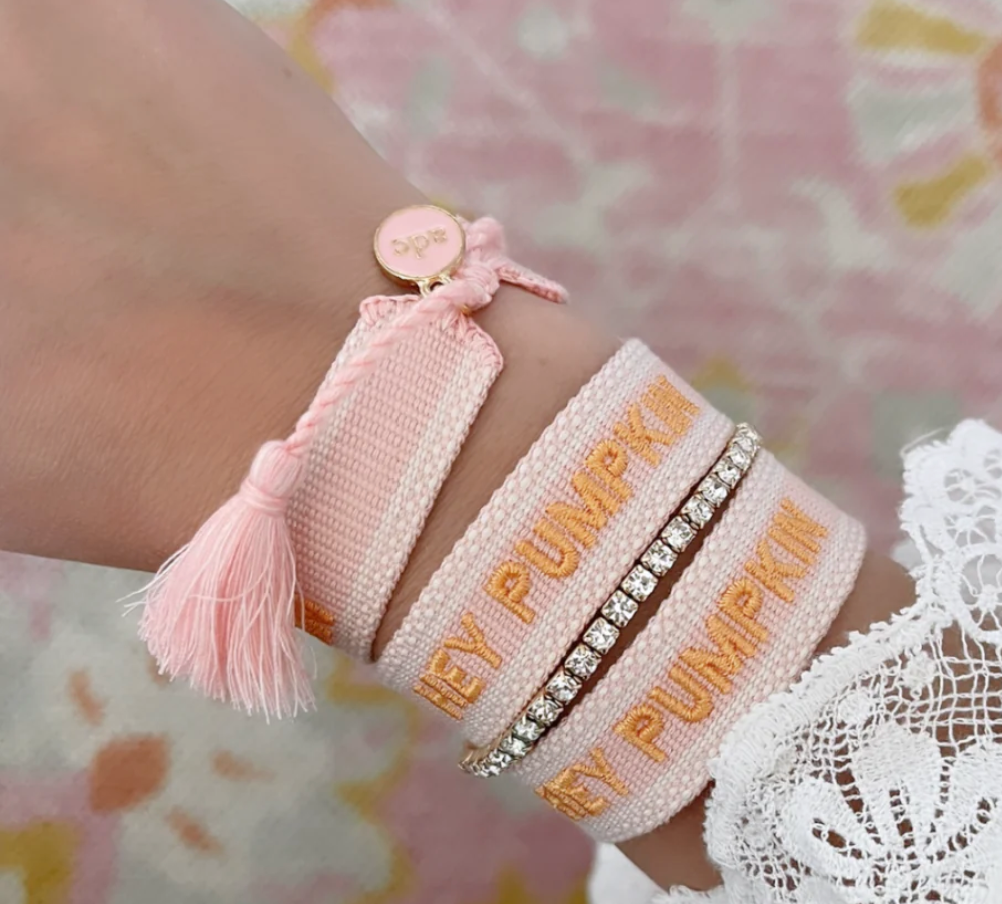 Hey Pumpkin Embroidered Bracelet