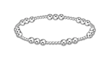 E Newton Classic Joy Pattern 5mm Bead Bracelet - Sterling